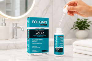 FOLIGAIN 2dDR Hair Regeneration Serum bottle, box and dropper